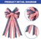 2PCS 4th of July Decorations, Red White Blue Wreath Decor for Front Door, Stripe Stars Tree Topper Patriotic Bows, for Independence Day, Memorial Day, Indoor/Outdoor Home Holiday Party.